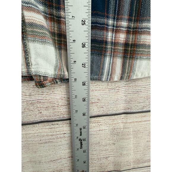 Ariat Retro Fit Pearl Snap Western Shirt Mens Large Blue White Rust Plaid - Picture 8 of 9